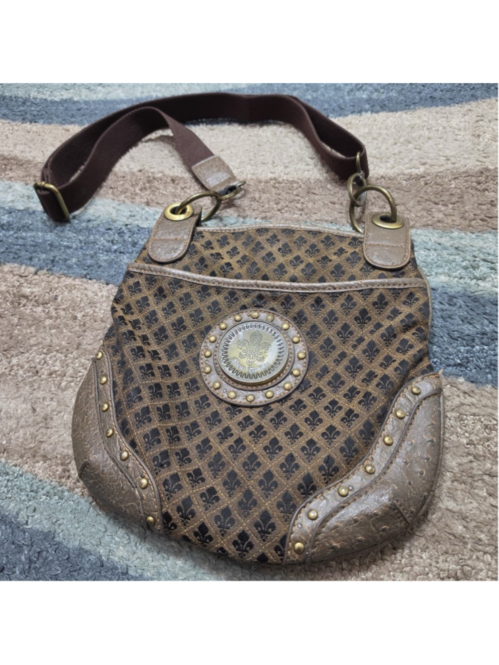 Y2K Affliction Style Fleur De Lis Studded Bag 2000s Purse
